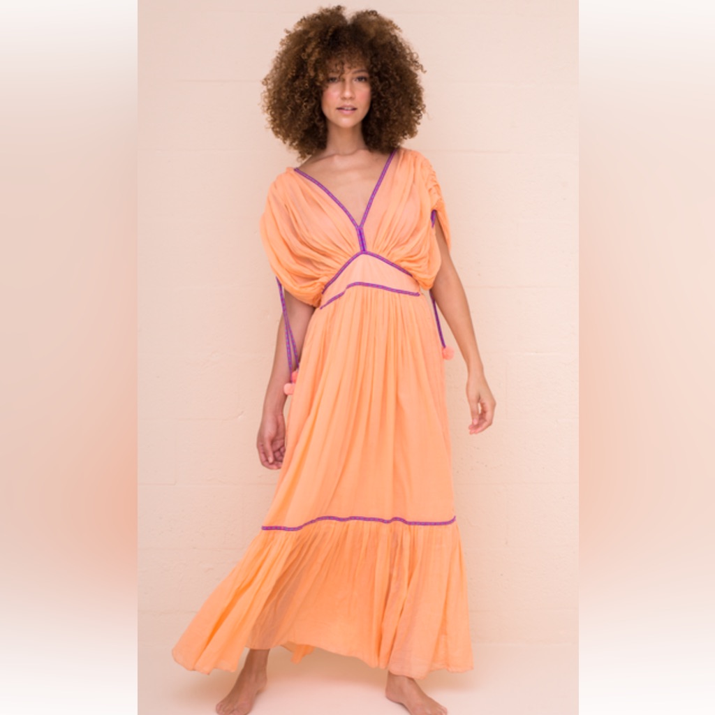 Pitusa Clara Pom Pom Maxi Dress Petite